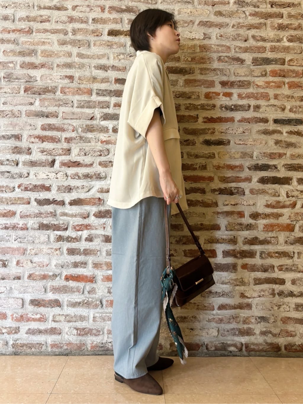 しばさんの「THE SHOP TK｜ドルマン半袖ジャケット【洗える】」を使ったコーディネート