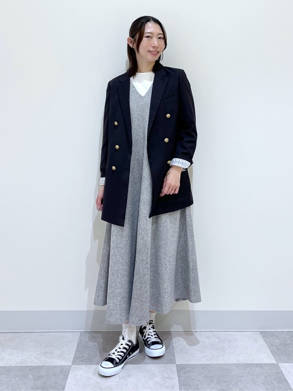 canaさんの「Dessin｜【洗える】Vネックジャンパースカート」を使ったコーディネート