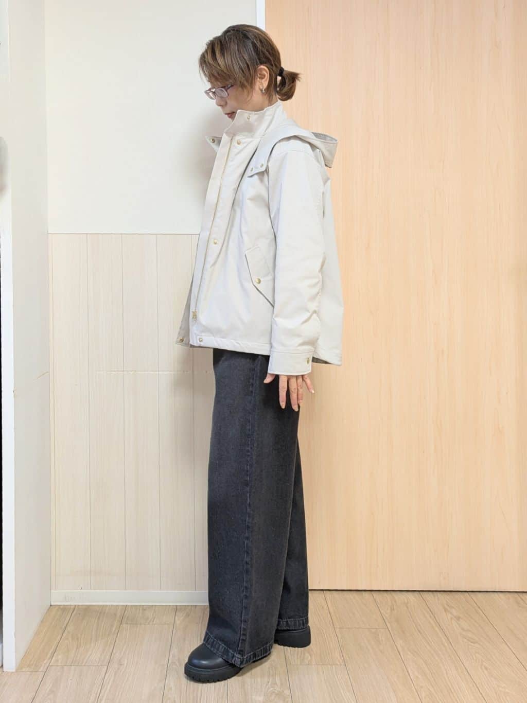 YuAさんの「SHOO･LA･RUE｜【絶妙なゆるピタ/洗濯機可】ちくちくしにくい リブハイネックやわらかニット」を使ったコーディネート
