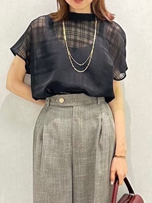 Miwaさんの「UNTITLED｜【シアー】チェックスタンドネックブラウス」を使ったコーディネート