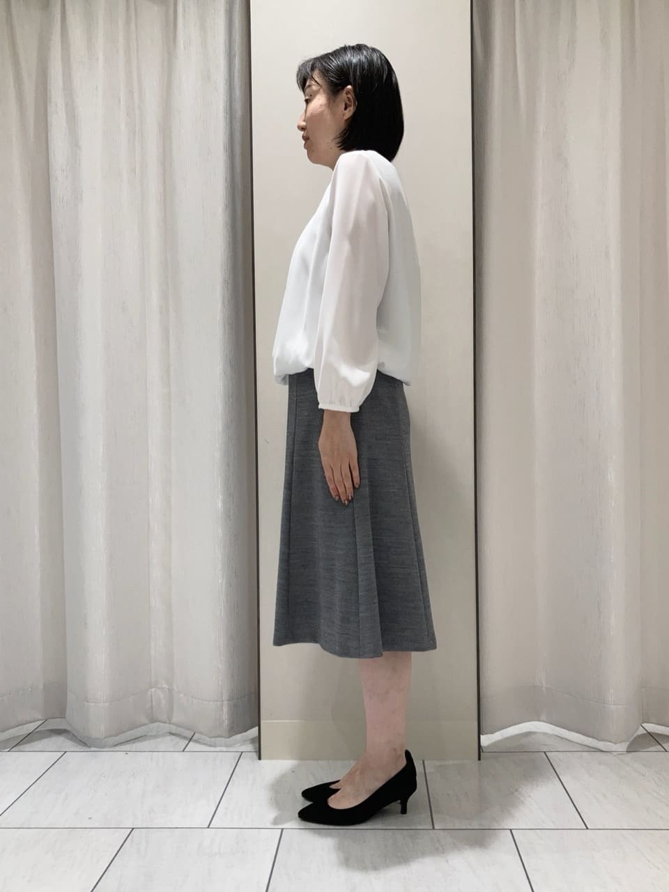 わたなべさんの「UNTITLED｜【洗えるスーツ/ストレッチ】ウール混ジャージ ノーカラージャケット」を使ったコーディネート