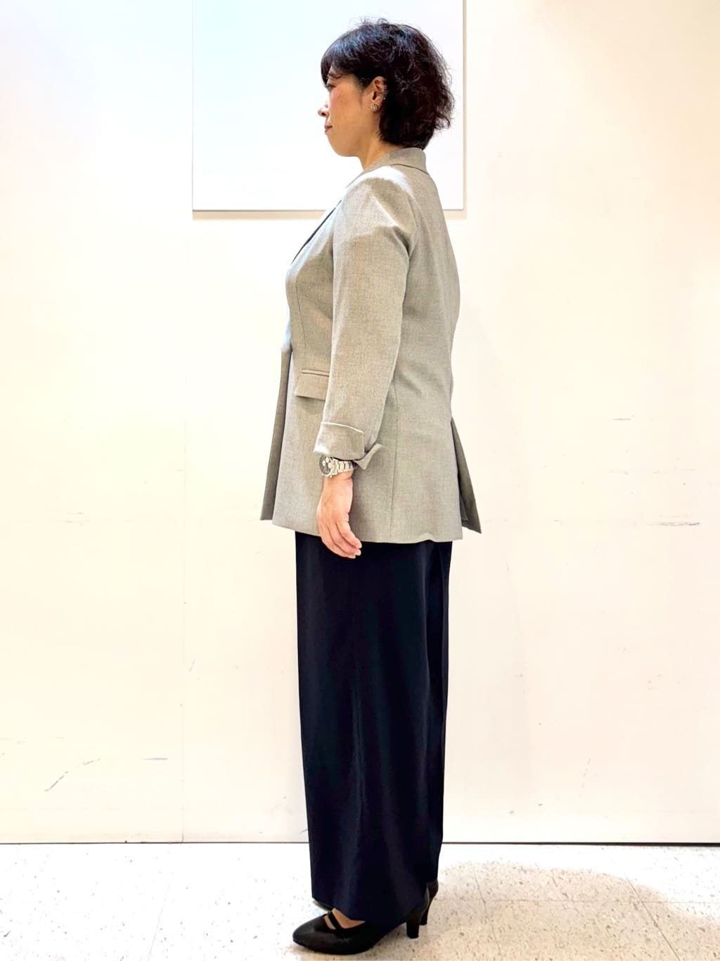 ヤスコさんの「Reflect｜【きちんと見え／セットアップ可／通勤におすすめ◎】ペプラムプリントブラウス」を使ったコーディネート