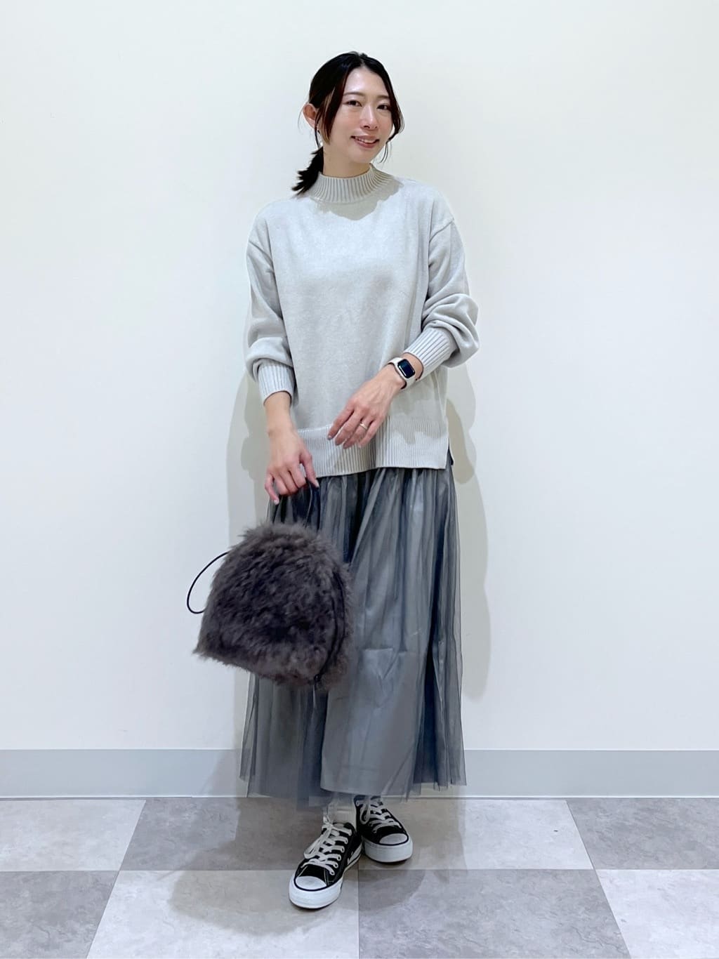 canaさんの「Dessin｜【洗える】ニットチュールドッキングワンピース」を使ったコーディネート