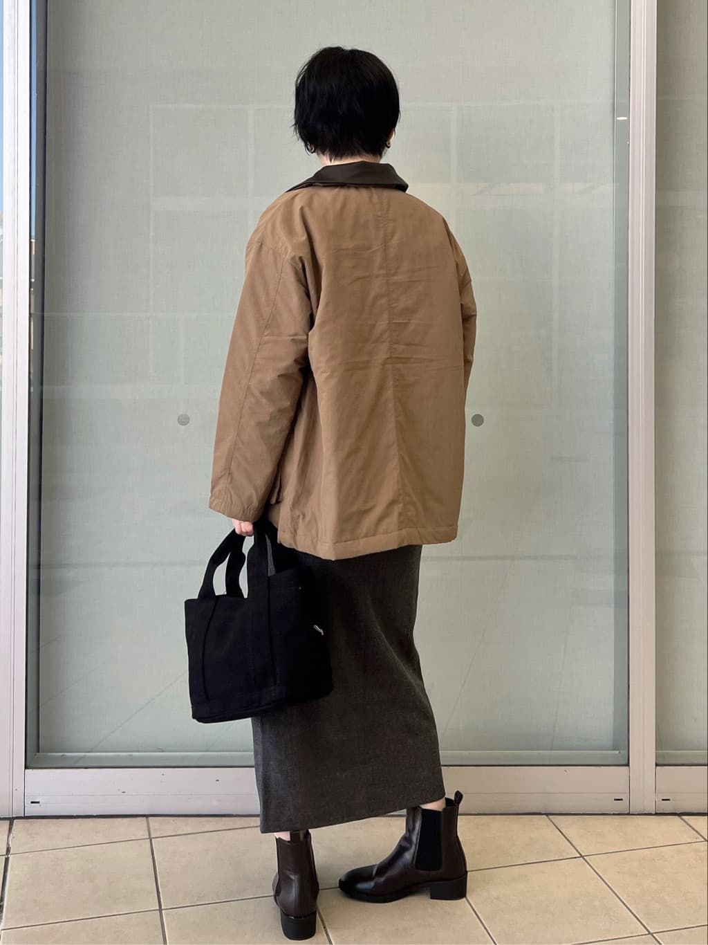 yo-koさんの「OPAQUE.CLIP｜《CLASSY掲載》ステンカラー中綿コート【洗濯機OK】」を使ったコーディネート