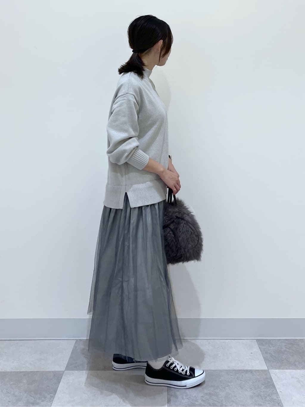 canaさんの「Dessin｜【洗える】ニットチュールドッキングワンピース」を使ったコーディネート