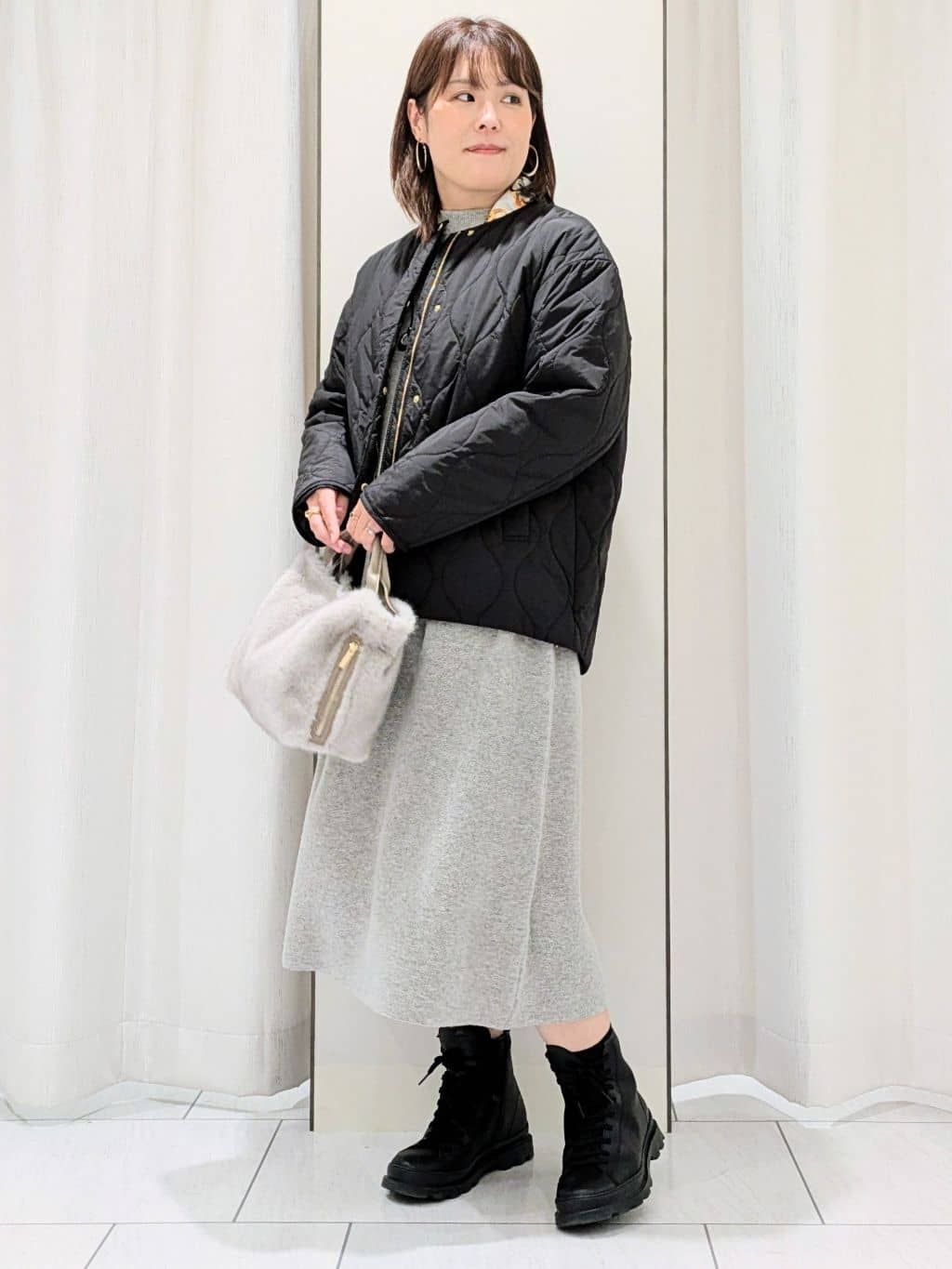 Onumaさんの「UNTITLED｜【ロング丈/ゆったりシルエット】テントライン ニットワンピース」を使ったコーディネート