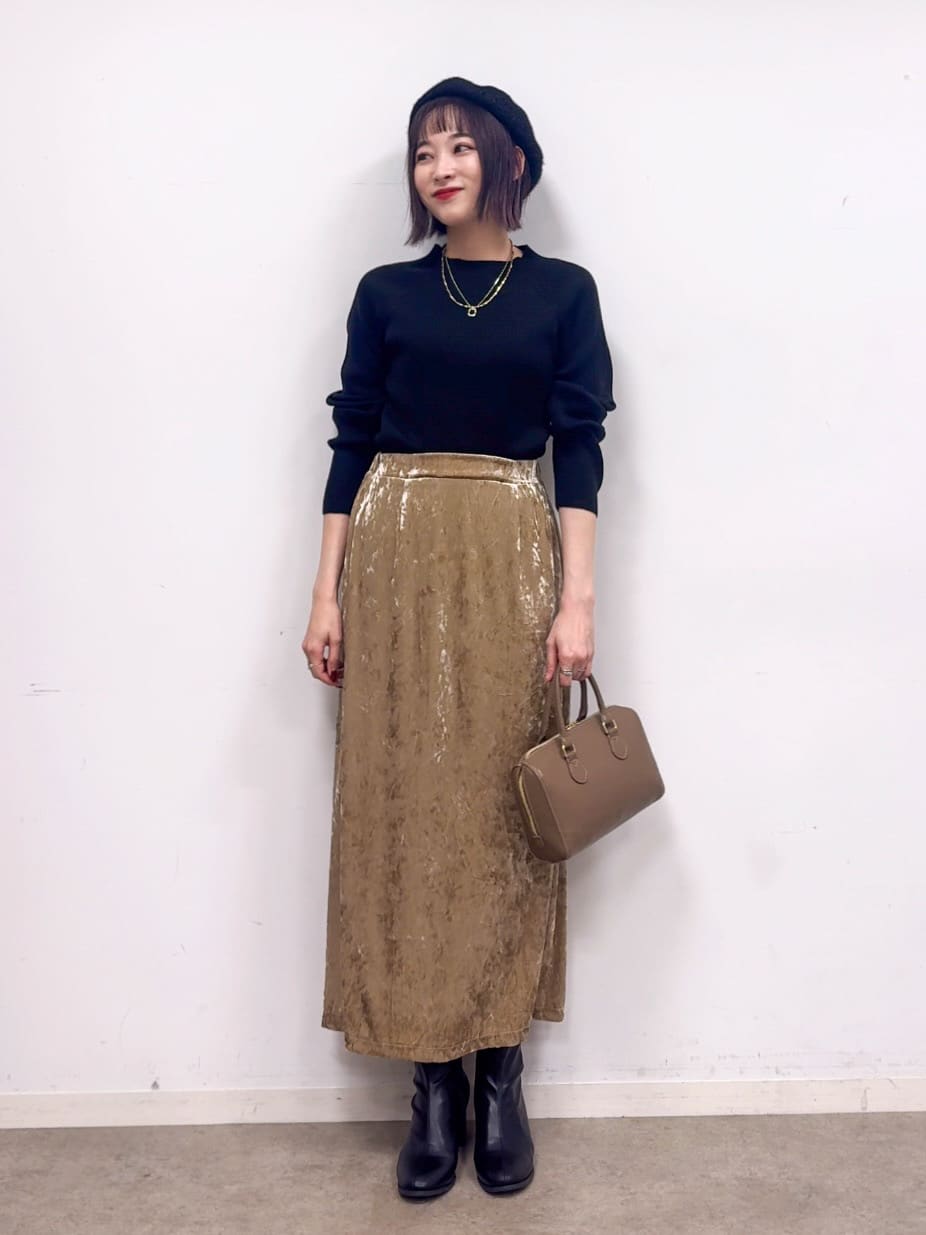 𝐜𝐡𝐢𝐤𝐚さんの「SHOO･LA･RUE｜【絶妙なゆるピタ/洗濯機可】ちくちくしにくい リブハイネックやわらかニット」を使ったコーディネート