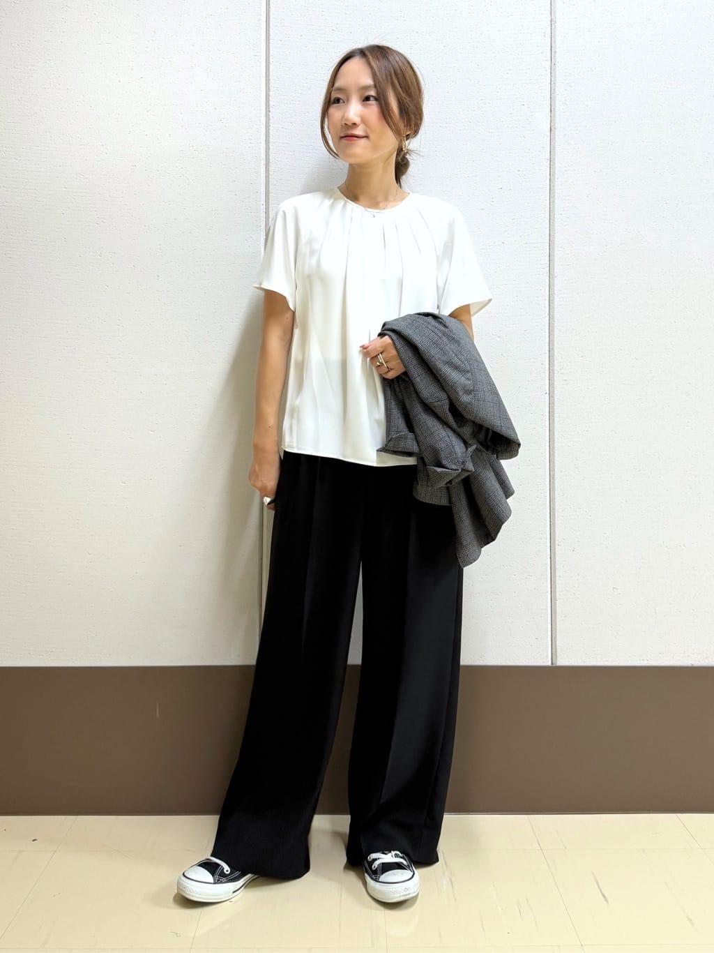 mamiさんの「INDIVI｜【洗える／オンオフ】チェック柄ダブルジャケット」を使ったコーディネート