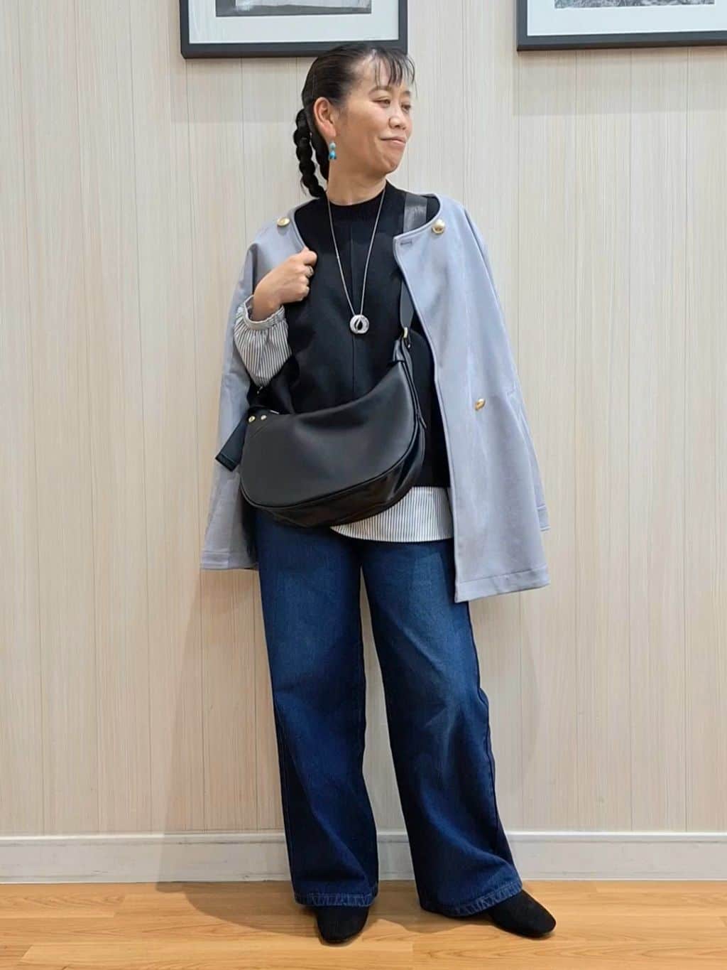 Saoさんの「SHOO･LA･RUE｜【S-LL】上品さを纏う やわらかフェイクスエード ミドル丈ブルゾン」を使ったコーディネート