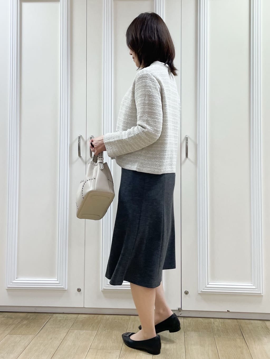 めいさんの「Reflect｜【きちんと見え／通勤／セレモニーにおすすめ◎】ドット柄ボウタイブラウス」を使ったコーディネート
