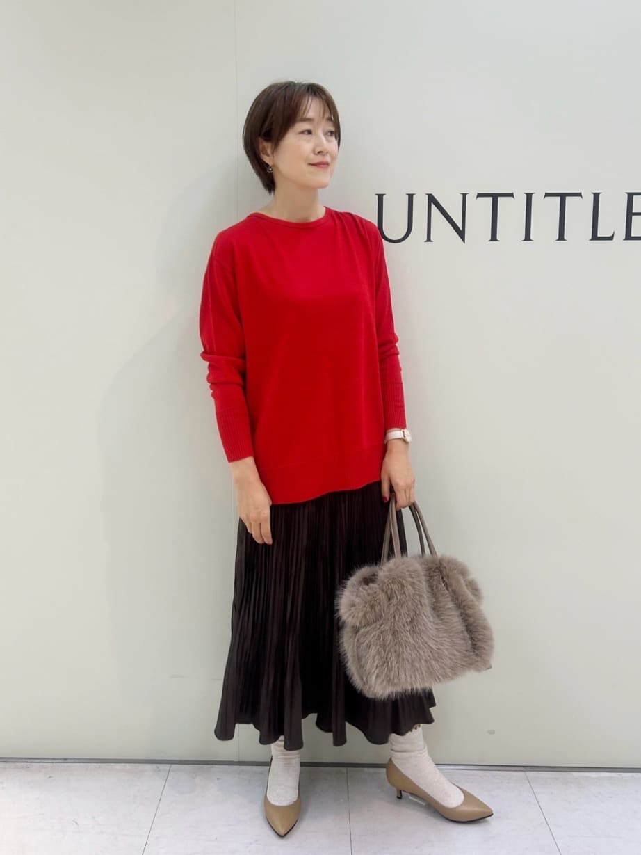 Mikiさんの「UNTITLED｜【シワ知らず/ウエストゴム】スエード風プリーツスカート」を使ったコーディネート