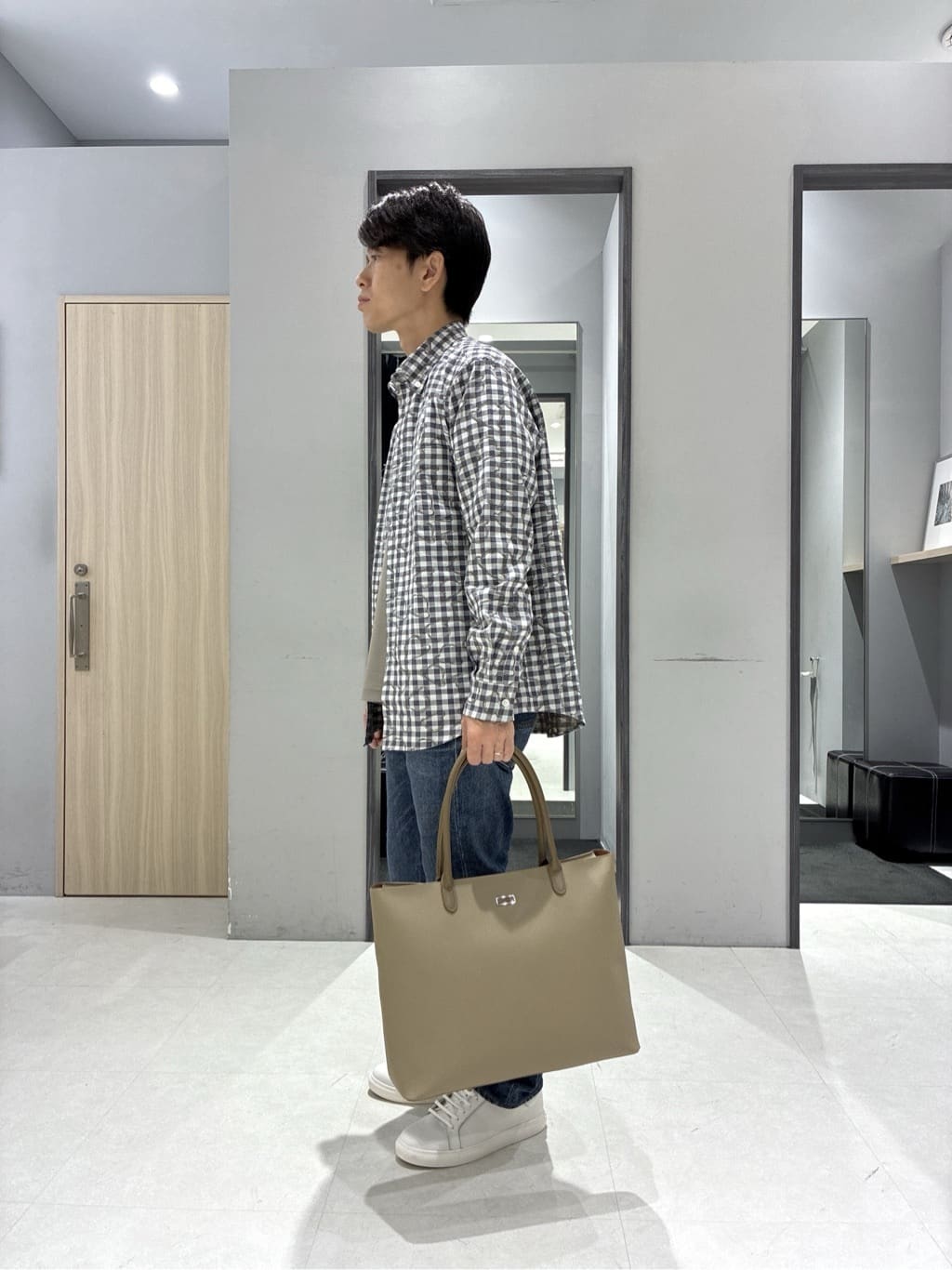 わいずみさんの「TAKEO KIKUCHI｜チェックボーラーガーゼシャツ」を使ったコーディネート