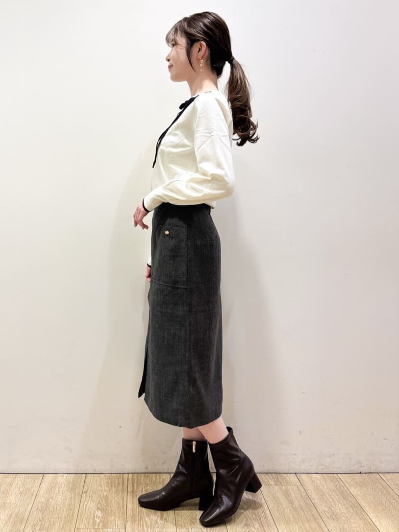 ayaさんの「index｜はしごリボンバイカラーニット【洗濯機OK】」を使ったコーディネート