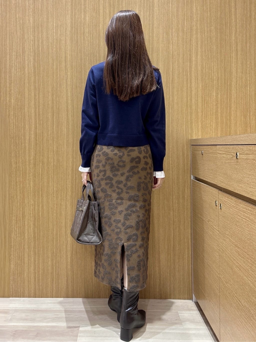 maiさんの「OPAQUE.CLIP｜レオパードジャカードニットスカート【洗濯機OK】」を使ったコーディネート