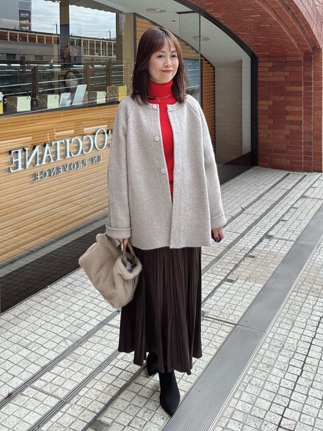 makiさんの「UNTITLED｜【洗える/アンサンブル可能/ウール100%】リブタートルネックウールニット」を使ったコーディネート