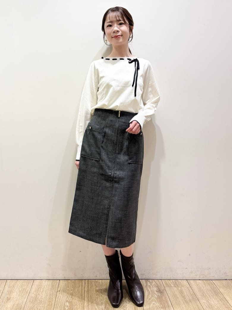 ayaさんの「index｜はしごリボンバイカラーニット【洗濯機OK】」を使ったコーディネート