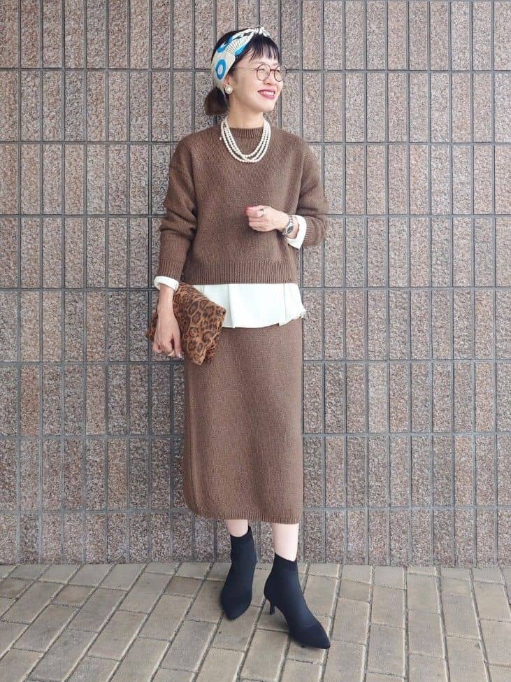MUTSUKOさんの「UNTITLED｜【セットアップ可/ゆったり】ウール混ラメニット」を使ったコーディネート