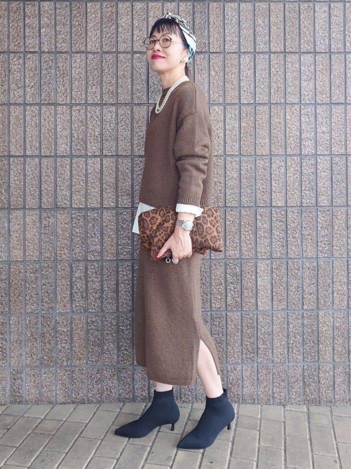 MUTSUKOさんの「UNTITLED｜【セットアップ可/ゆったり】ウール混ラメニット」を使ったコーディネート