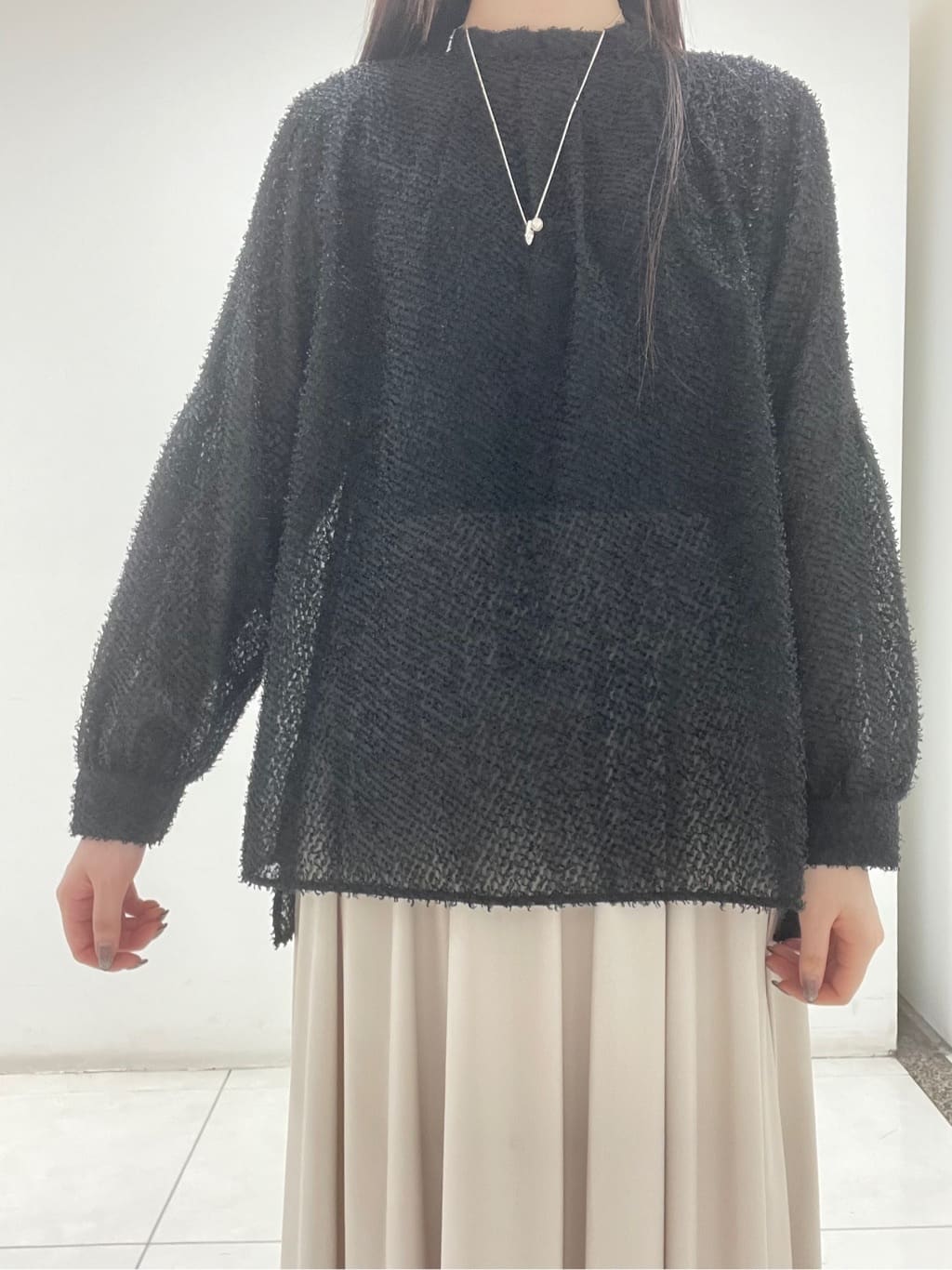 mさんの「INDIVI｜【きれいめ／オフィス／イベント】フェザージャカードブラウス」を使ったコーディネート