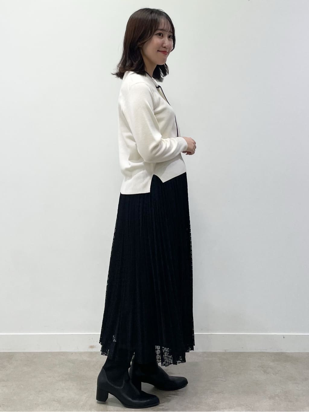 yukariさんの「Reflect｜【イージーケア】サークルダイヤ柄レースプリーツスカート」を使ったコーディネート
