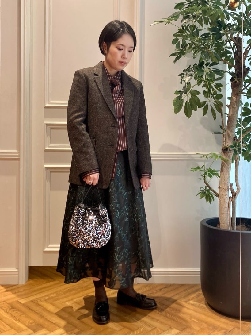 konominさんの「DRESSTERIOR｜スパンコール2WAY巾着バッグ」を使ったコーディネート