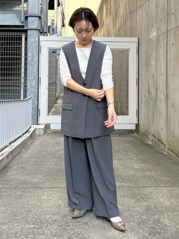 ga_riさんの「THE SHOP TK｜ノーカラージレ【セットアップ可/洗濯機OK】」を使ったコーディネート