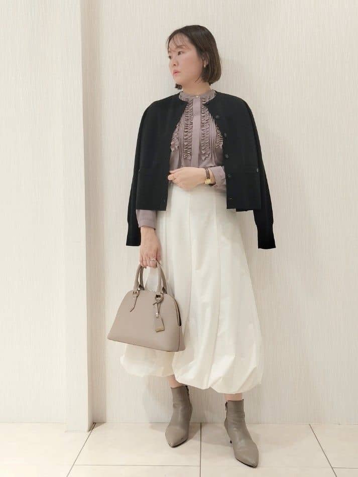 naokoさんの「UNTITLED｜【アンサンブル可/ジャケット風】ウールミラノリブカーディガン」を使ったコーディネート