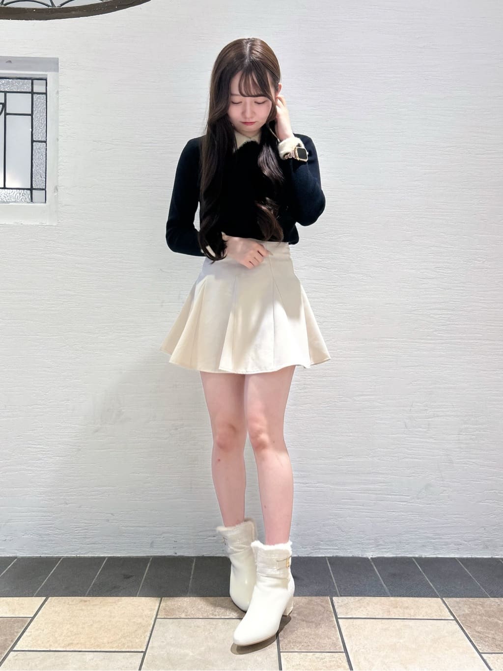 ゆうりさんの「ESPERANZA｜折り返しフェイクファー2WAYショートブーツ」を使ったコーディネート