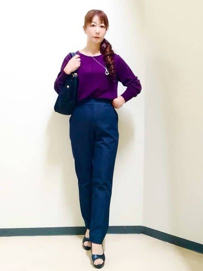 花さんの「Reflect｜【ちくちくしない／アンサンブル可／通勤におすすめ◎】オフボディニット」を使ったコーディネート