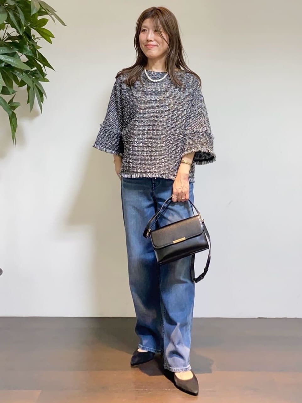 tomoさんの「UNTITLED｜【きれいめ／体型カバー】ツイードドルマントップス」を使ったコーディネート