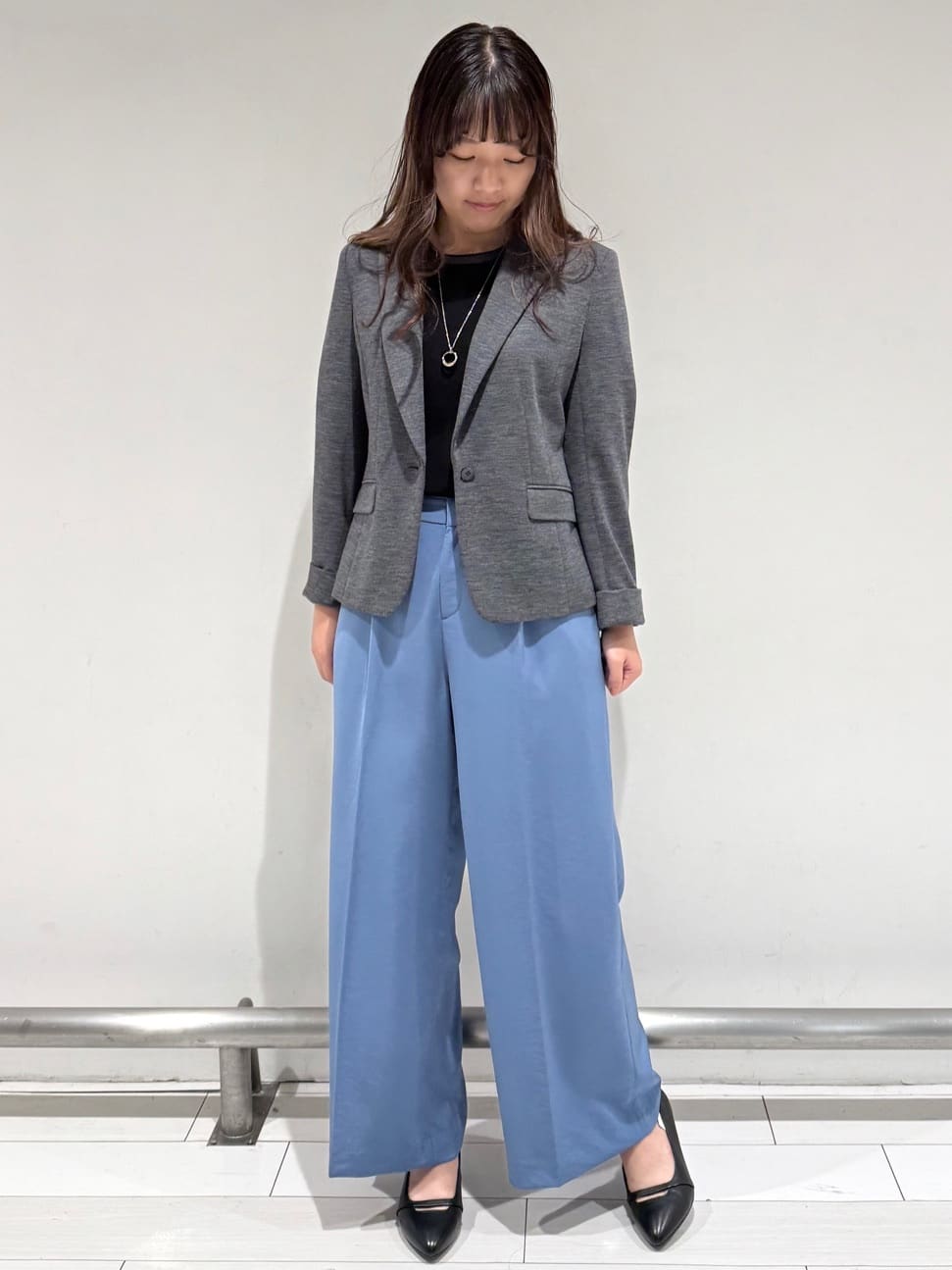 Azusaさんの「Reflect｜【WEB先行カラーあり／手洗い可／アンサンブル可】バイカラー五分袖ニット」を使ったコーディネート