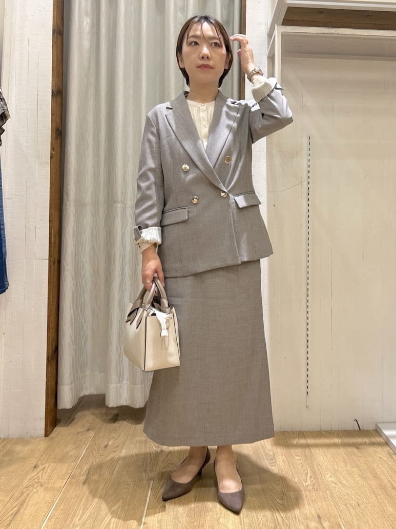 ga_riさんの「THE SHOP TK｜【今羽織るなら】ダブルブレストジャケット【セットアップ可/洗える】」を使ったコーディネート