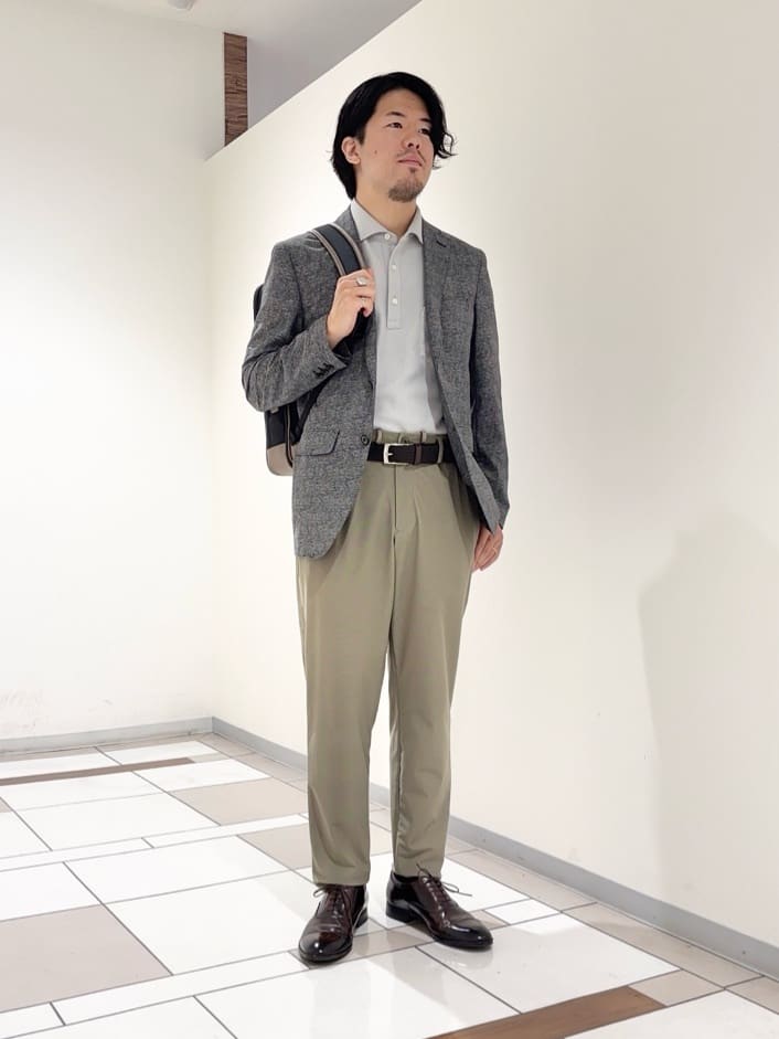 及川さんの「TAKEO KIKUCHI｜【抗菌防臭】COOL DOTS（R）ドビープリント ジャケット」を使ったコーディネート