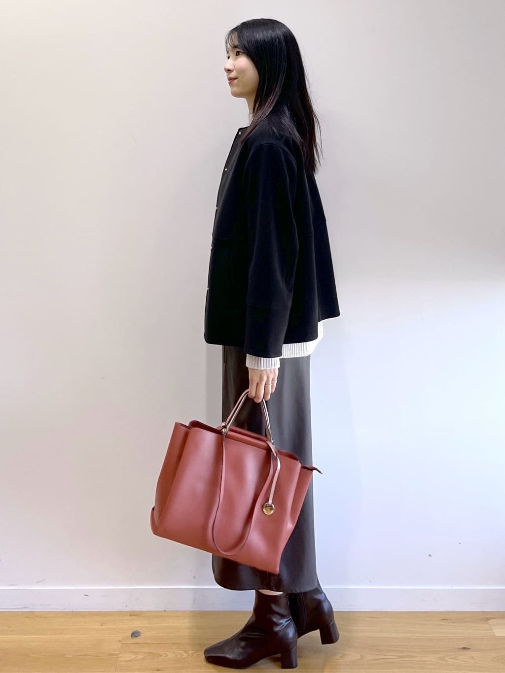 sachikoさんの「OPAQUE.CLIP｜ウールライクメルトンノーカラーコート【洗濯機洗い可】」を使ったコーディネート