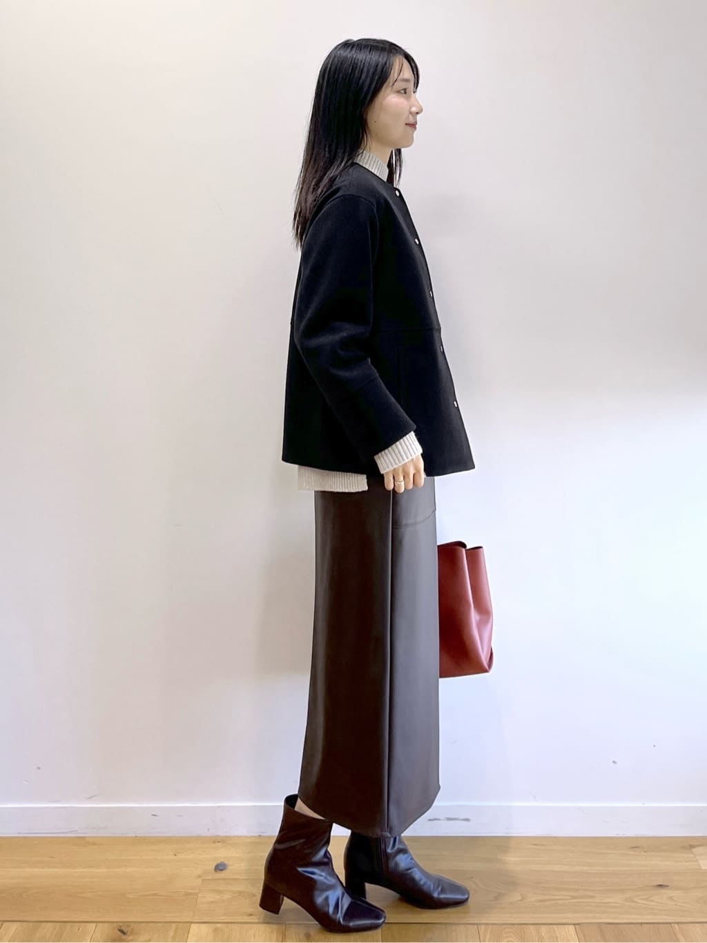 sachikoさんの「OPAQUE.CLIP｜ウールライクメルトンノーカラーコート【洗濯機洗い可】」を使ったコーディネート