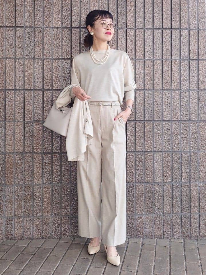 MUTSUKOさんの「UNTITLED｜【アンサンブル可/洗える/ボタンなし】シルクウールカシミヤ 着流しカーディガン」を使ったコーディネート