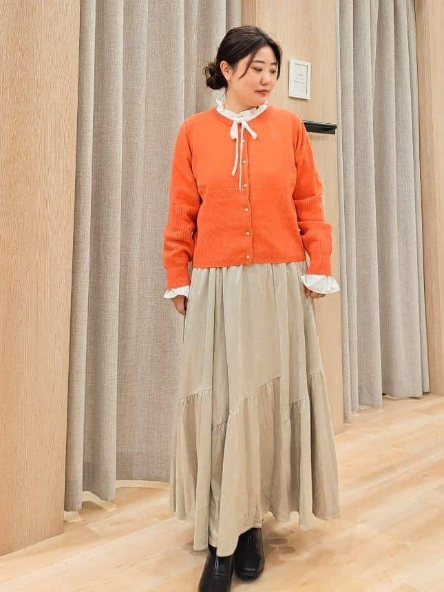 ふるさんの「grove｜【毛玉軽減／洗える】編地切替カーディガン」を使ったコーディネート