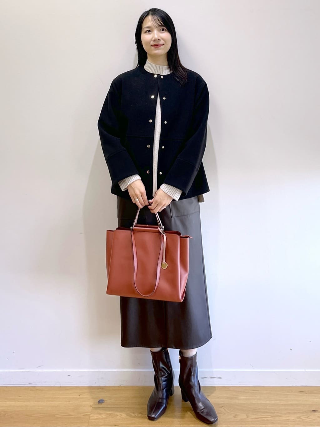 sachikoさんの「OPAQUE.CLIP｜ウールライクメルトンノーカラーコート【洗濯機洗い可】」を使ったコーディネート
