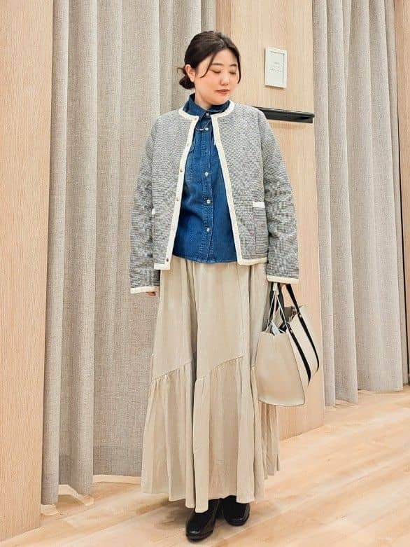 ふるさんの「grove｜【毛玉軽減／洗える】編地切替カーディガン」を使ったコーディネート