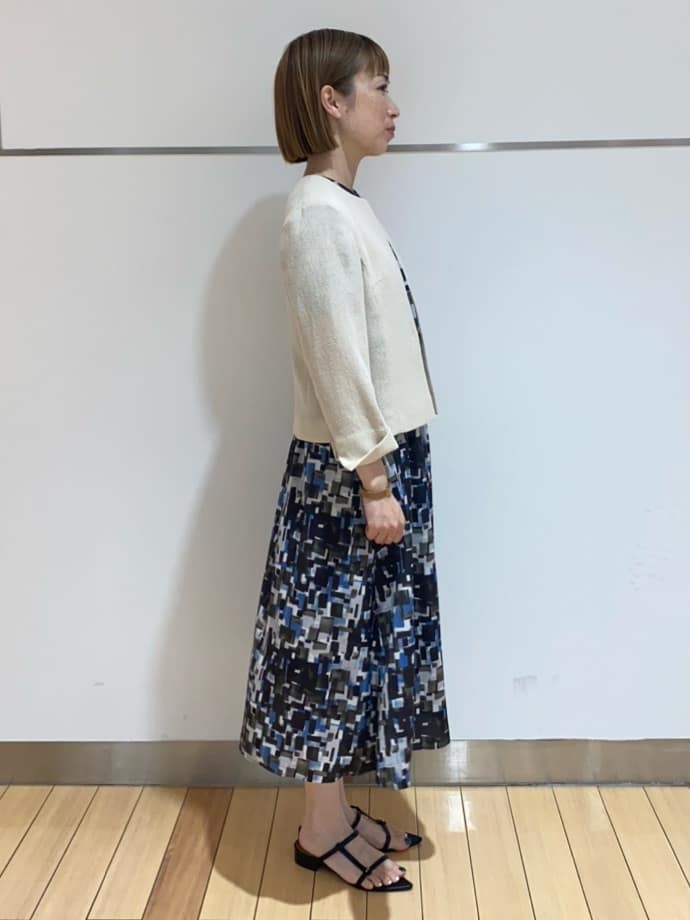 あやさんの「UNTITLED｜【短丈/日本製】カラミ風メッシュ ノーカラージャケット」を使ったコーディネート