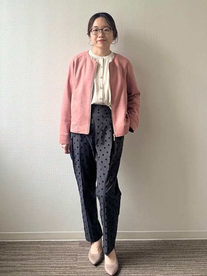 saoriさんの「カットフェイクスエードジャケット」を使ったコーディネート