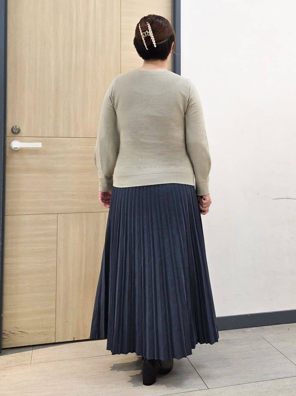 にゃみさんの「grove｜【最終お値下げ！】ガーターボートネックプルオーバー【洗える/毛玉軽減】」を使ったコーディネート