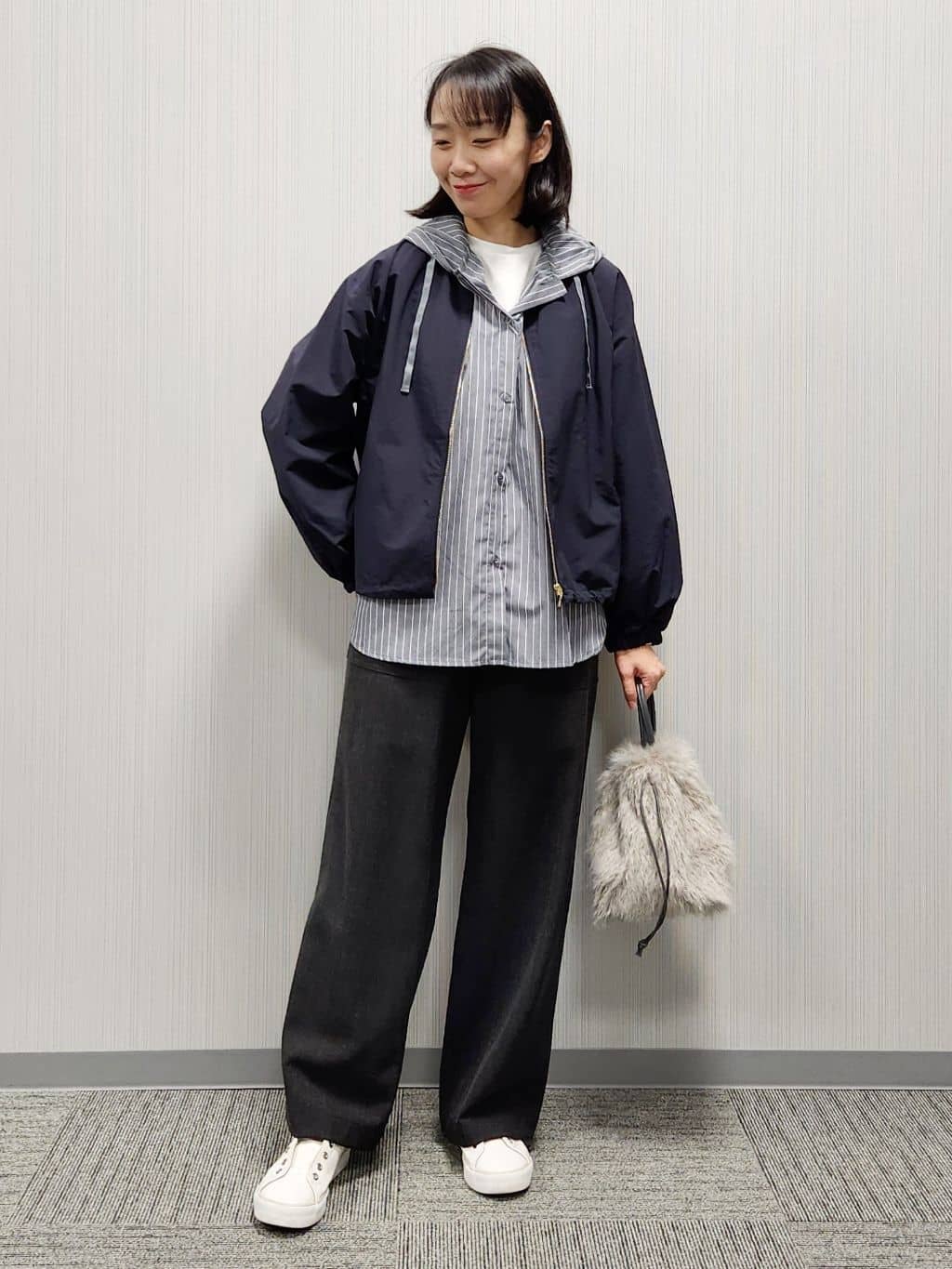 naraさんの「Dessin｜【洗える】ストライプフードブラウス」を使ったコーディネート
