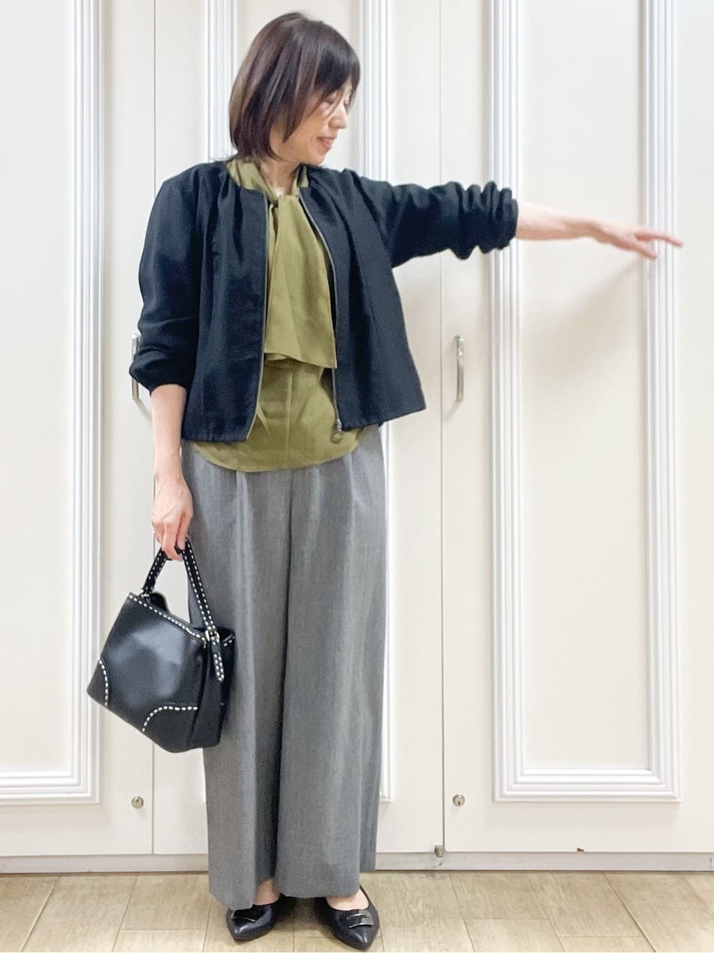 めいさんの「Reflect｜【ライトアウター／ゆったり羽織れる／気軽な羽織りに◎】ライトブルゾン」を使ったコーディネート