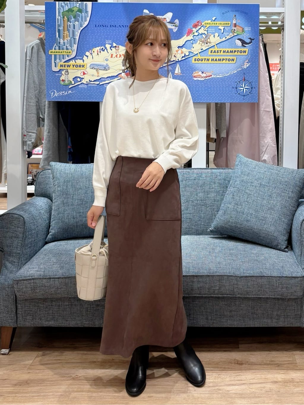 yuinaさんの「Dessin｜【セットアップ可・洗える】マシュマロスウェードスカート」を使ったコーディネート