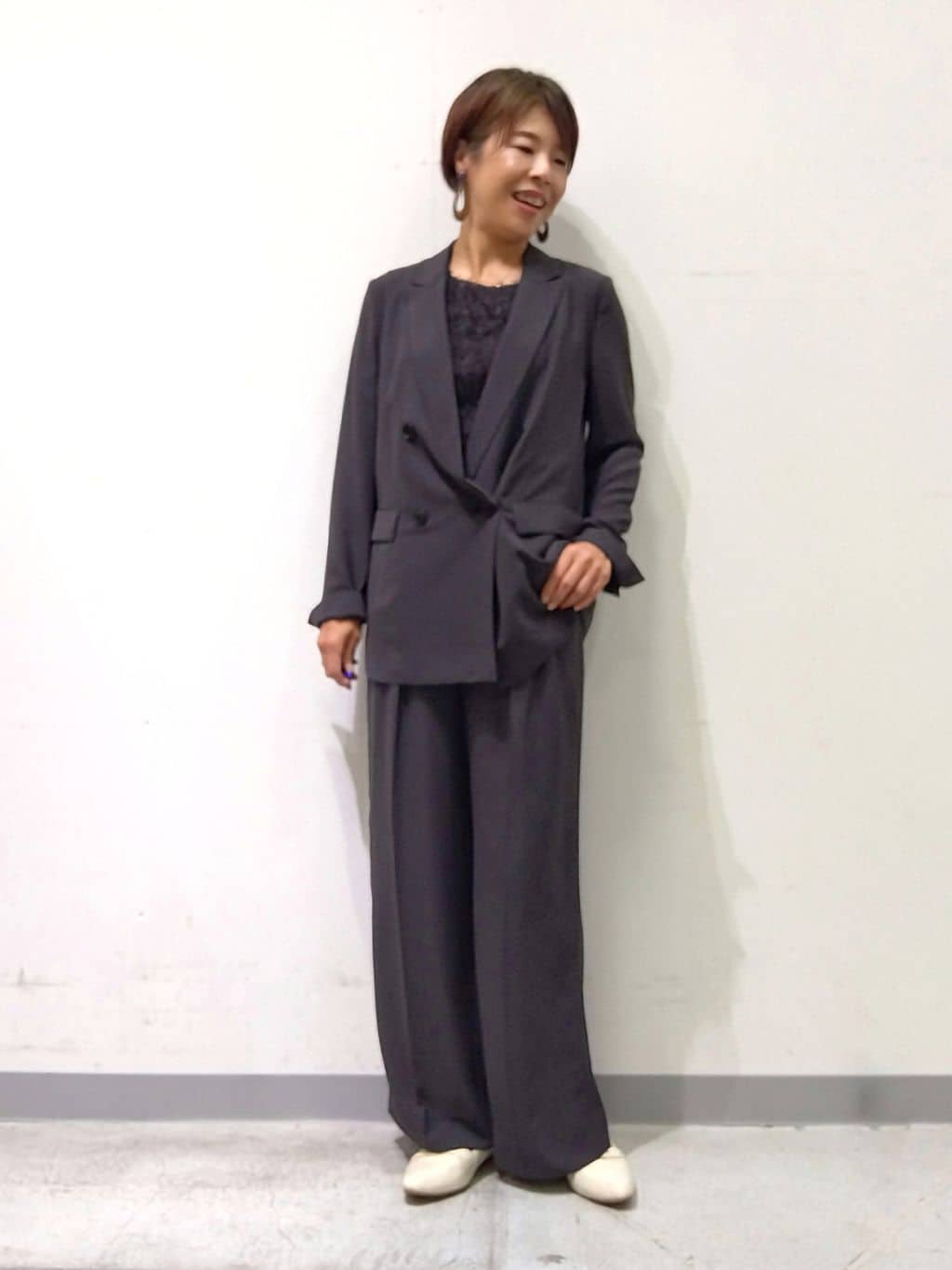 Kさんの「INDIVI｜【UVケア】モノグラム ボウタイデザインブラウス」を使ったコーディネート