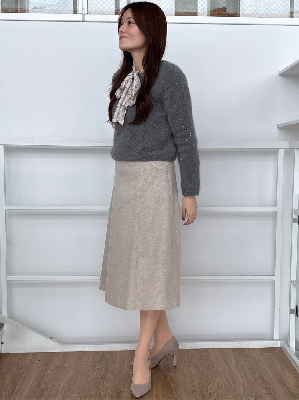 sayaさんの「COUP DE CHANCE｜【フォックス混】ショート丈ニットトップス」を使ったコーディネート