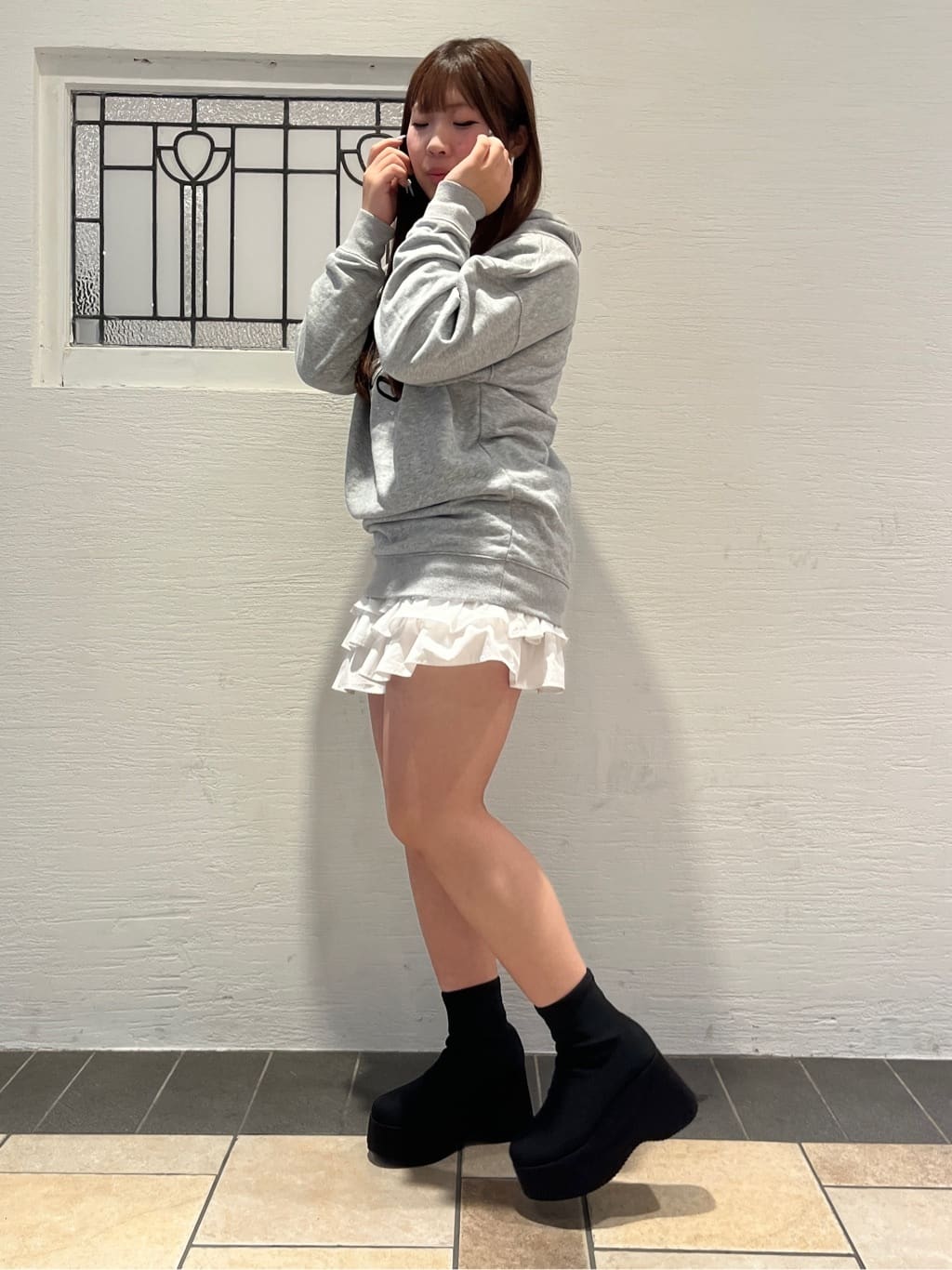 Nさんの「ESPERANZA｜厚底ニットショートブーツ」を使ったコーディネート