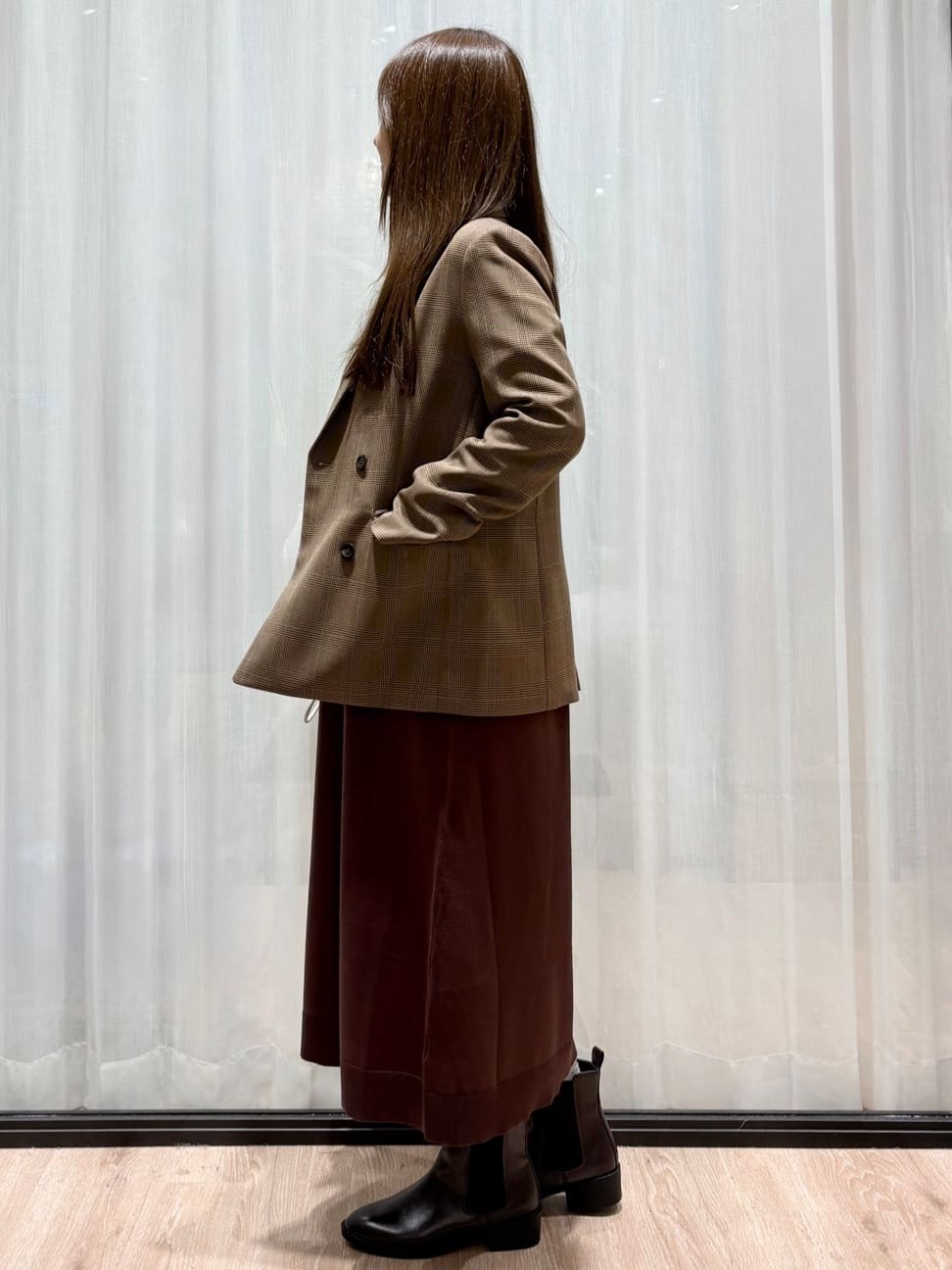 かなさんの「OPAQUE.CLIP｜配色ポロ衿ニットワンピース【洗濯機OK】」を使ったコーディネート