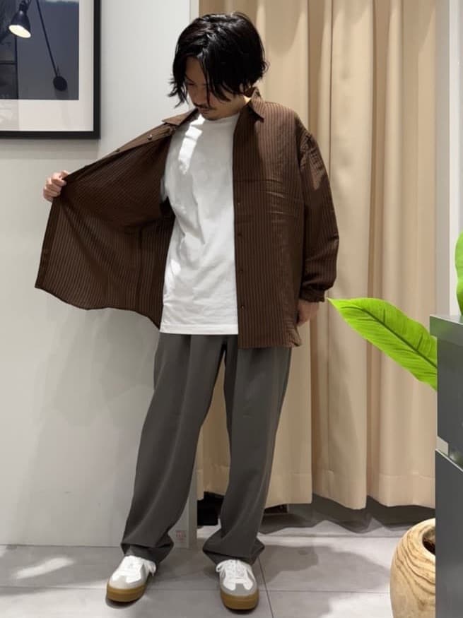 はさんの「THE SHOP TK｜チェック＆ストライプ アソート長袖シャツ【洗濯機OK】」を使ったコーディネート